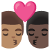 👨🏽‍❤️‍💋‍👨🏿 kiss: man, man, medium skin tone, dark skin tone display on Google